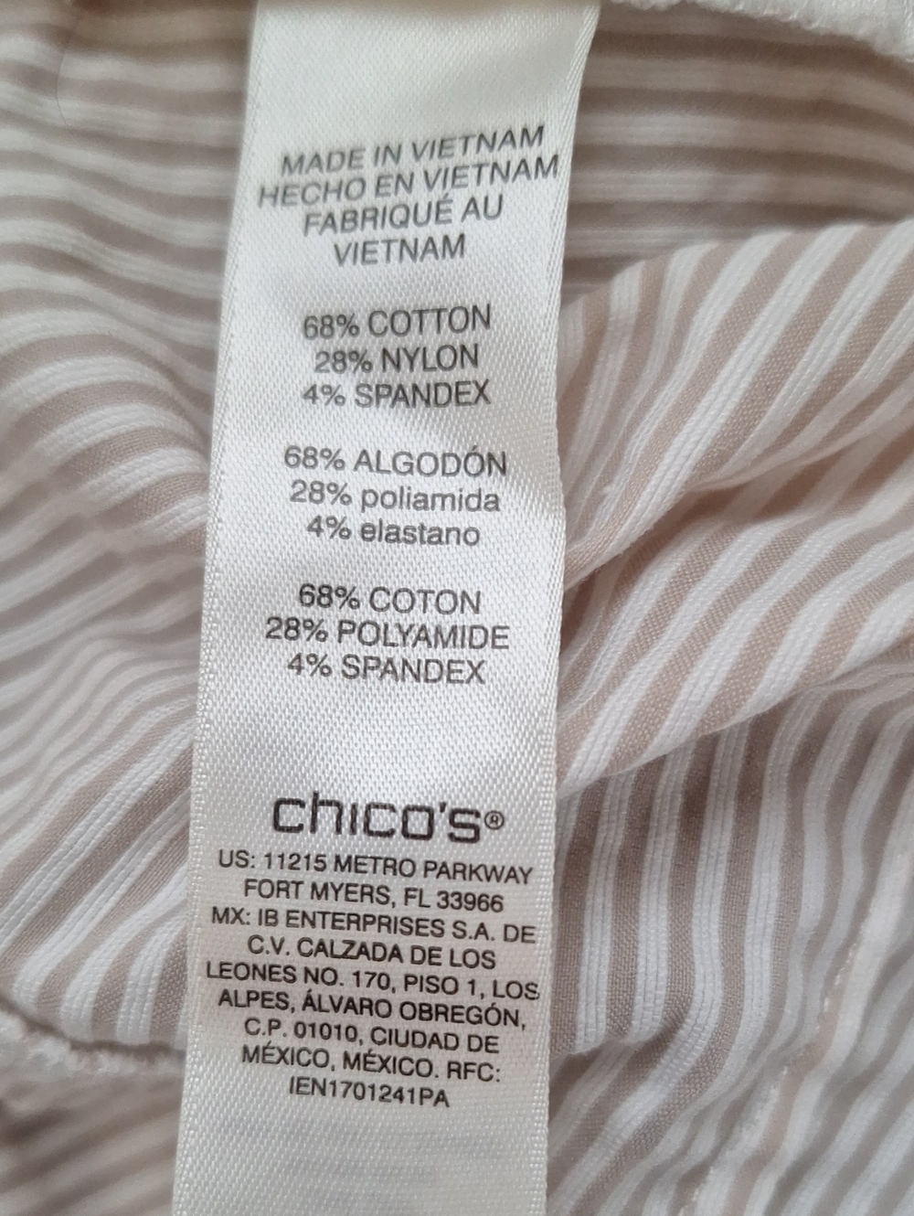 Chico's Perfect Stretch, Beige Pin-Stripe Sz 2 (US M/10) - Picture 6 of 8